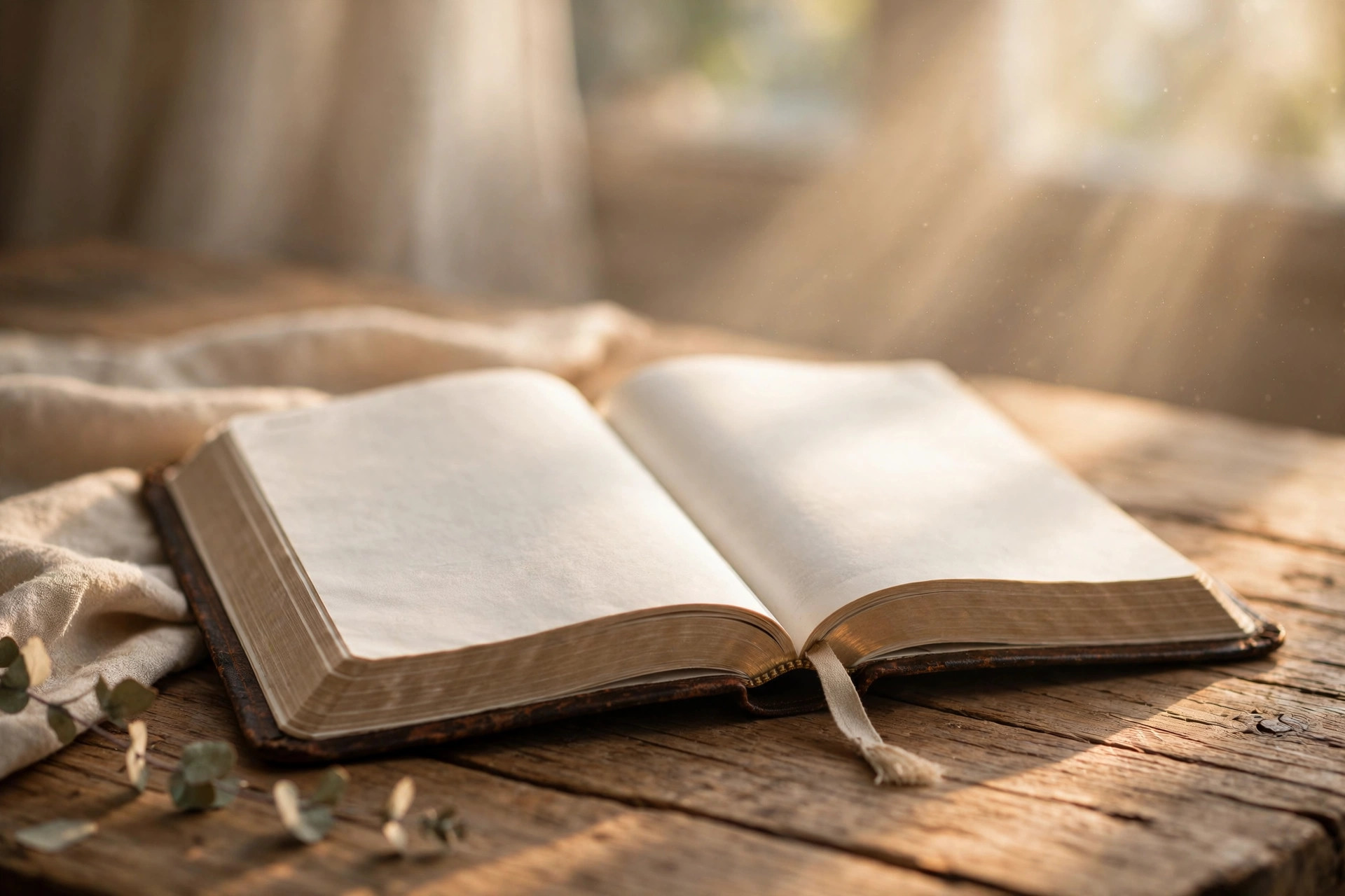Open Bible in morning light