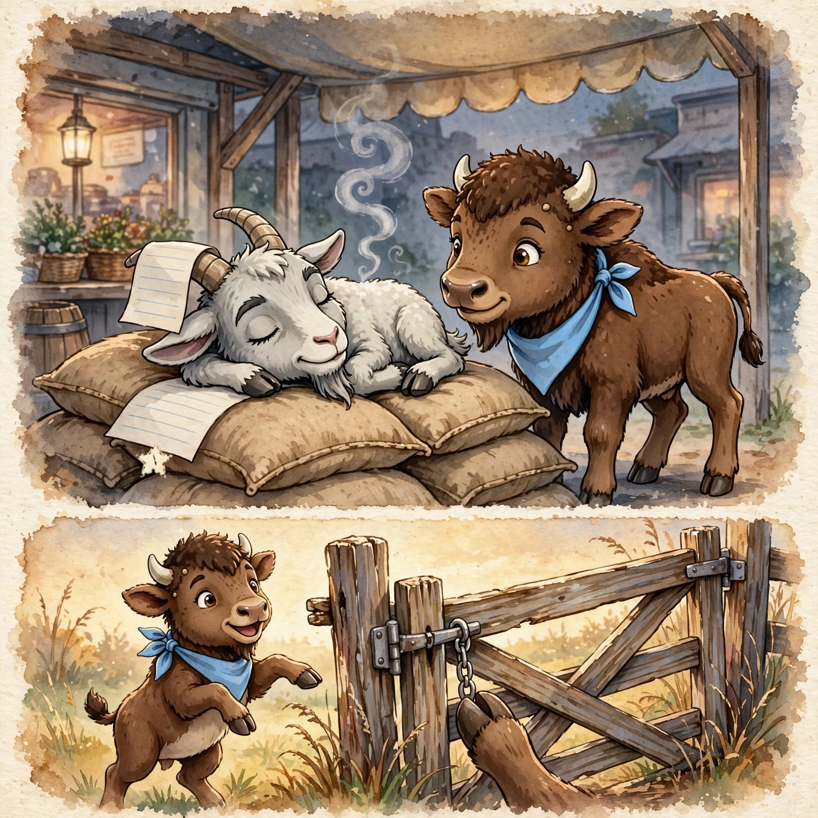 Illustration for Spread 10 of Bram and the Broken Gate.