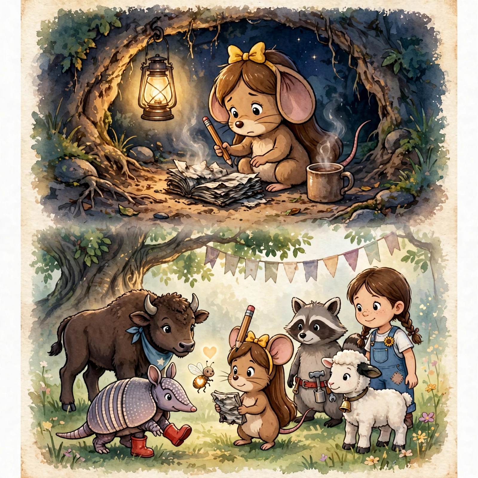 Illustration for Spread 4 of Mabel's Notebook.