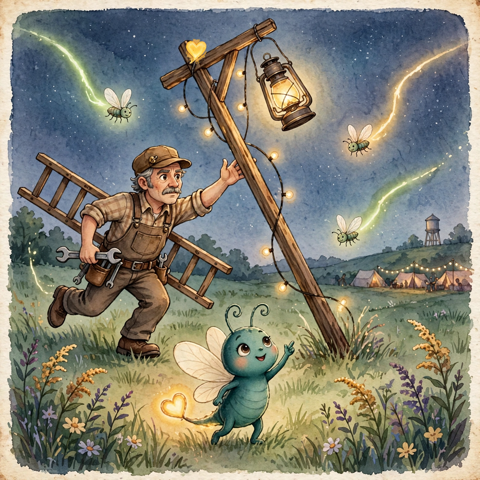 Illustration for Spread 9 of Lulu Lights the Way.