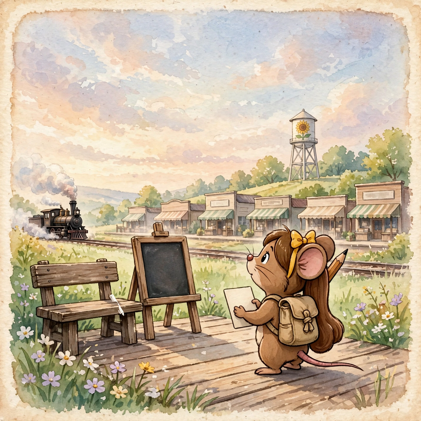 Illustration for Spread 1 of Mabel Says Hello.