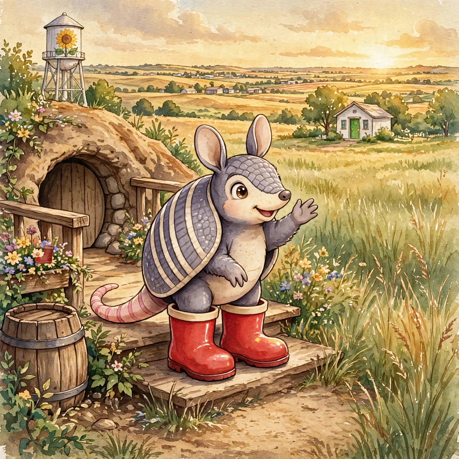 Illustration for Spread 1 of Pickle&rsquo;s Too-Big Boots.