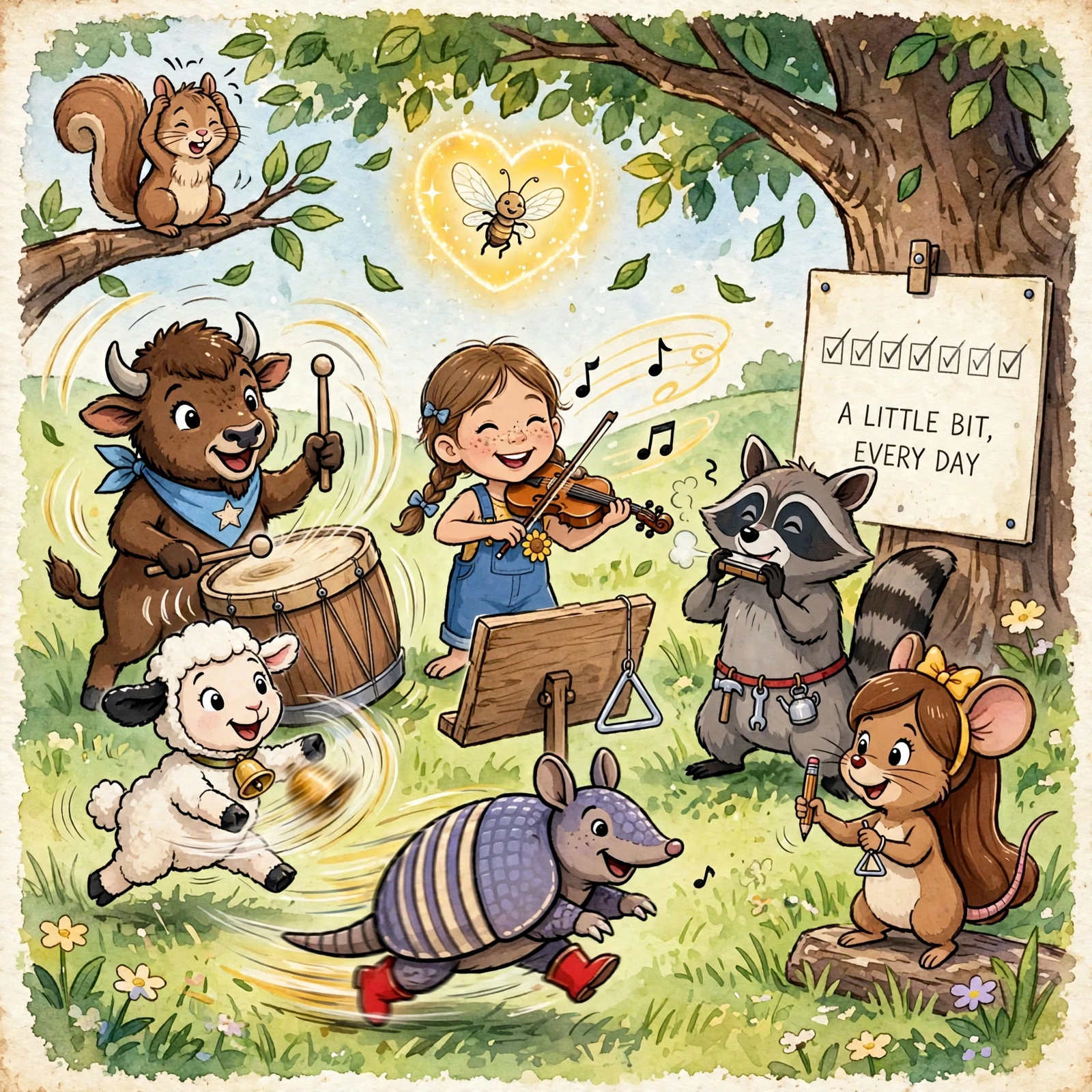 Illustration for Spread 2 of The Meeting Tree Band.