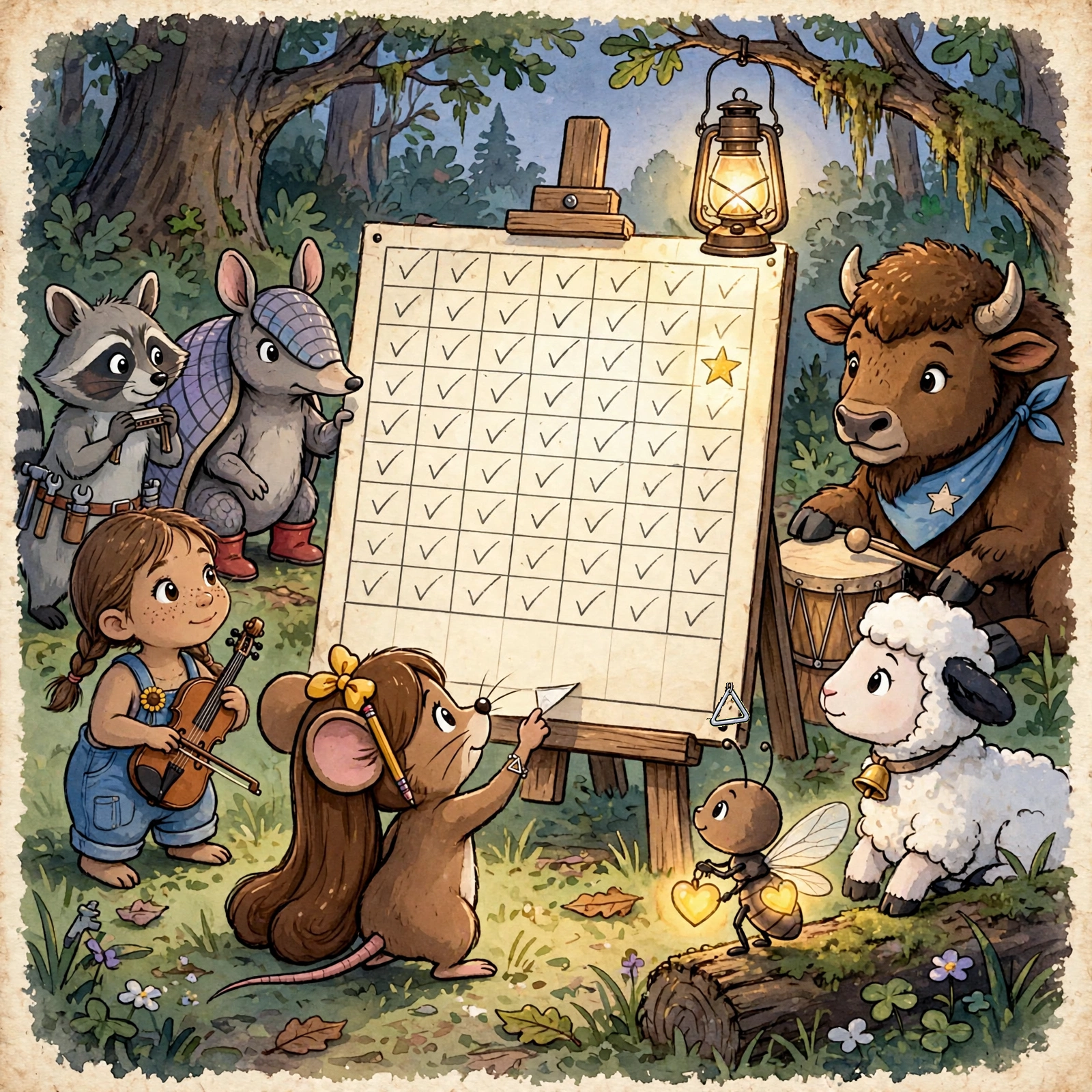 Illustration for Spread 8 of The Meeting Tree Band.
