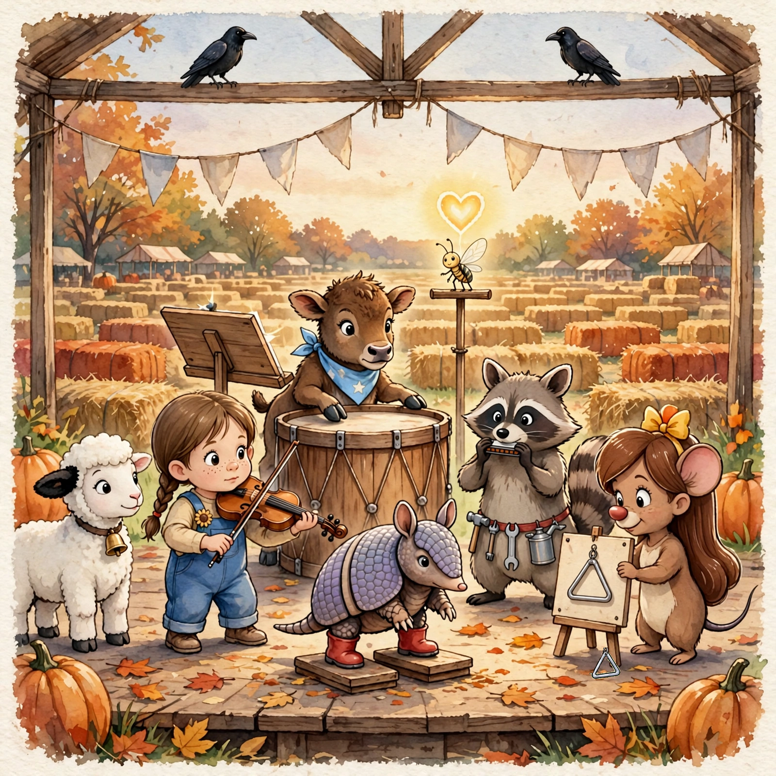 Illustration for Spread 9 of The Meeting Tree Band.