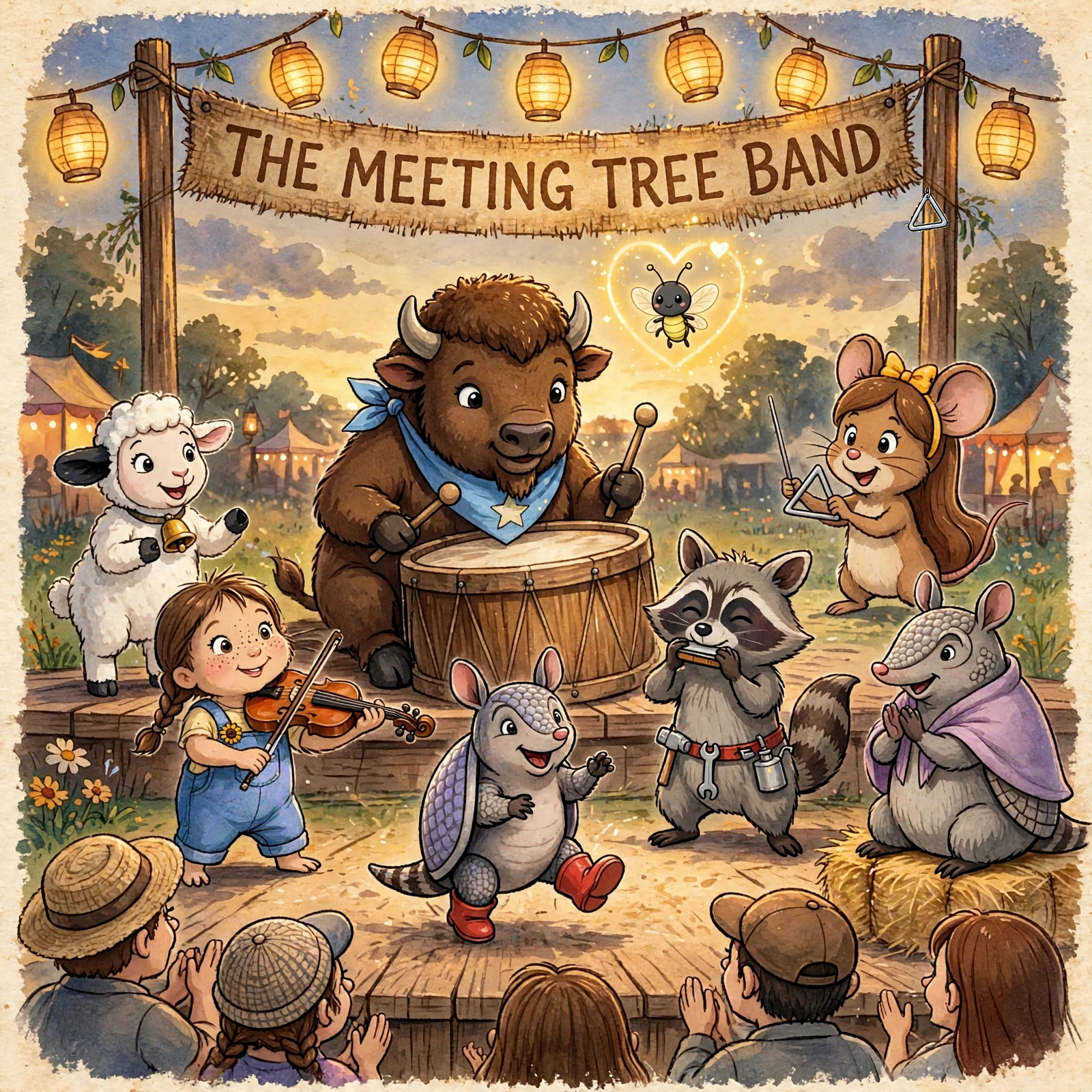 Illustration for Spread 11 of The Meeting Tree Band.