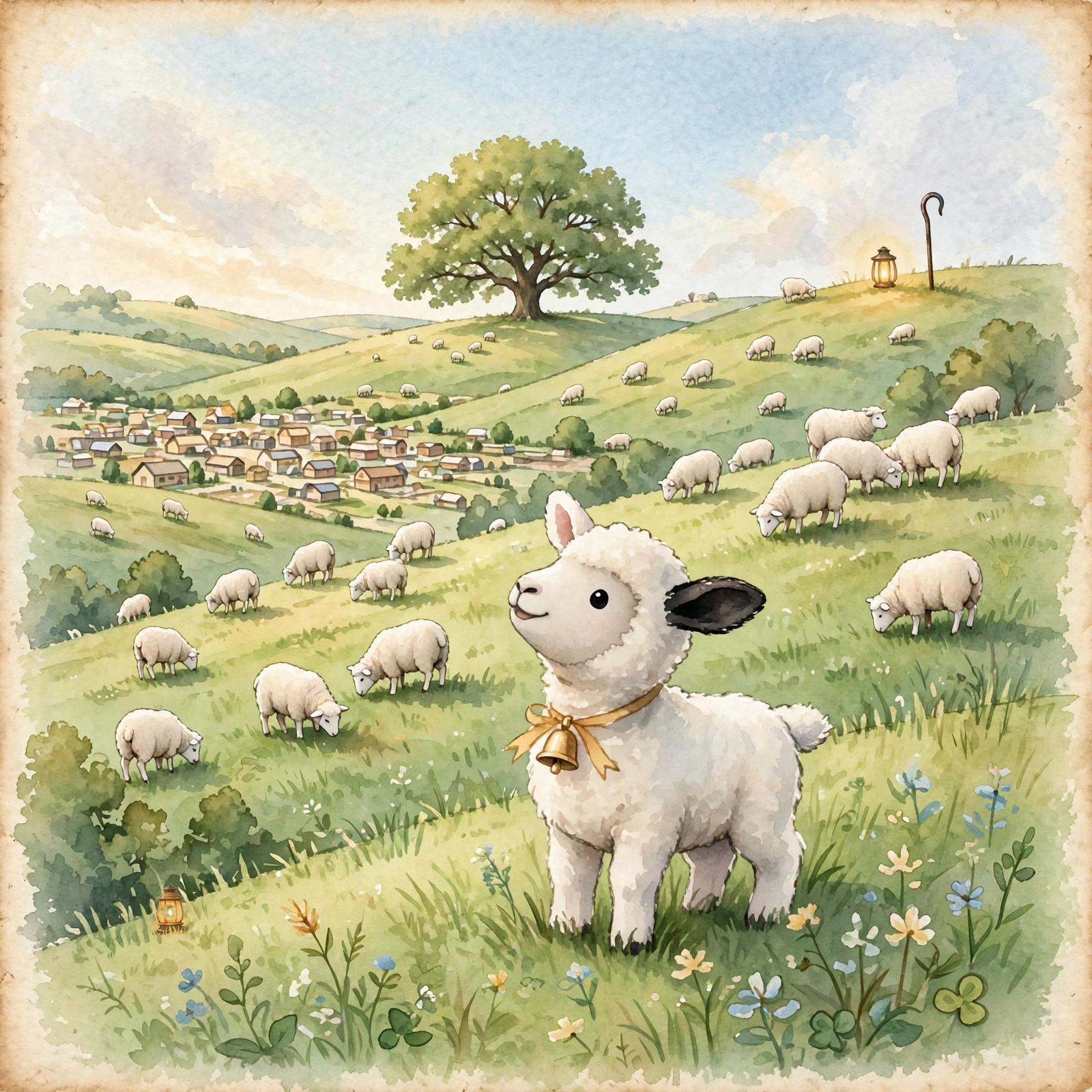Illustration for Spread 1 of Shep Hears the Shepherd.