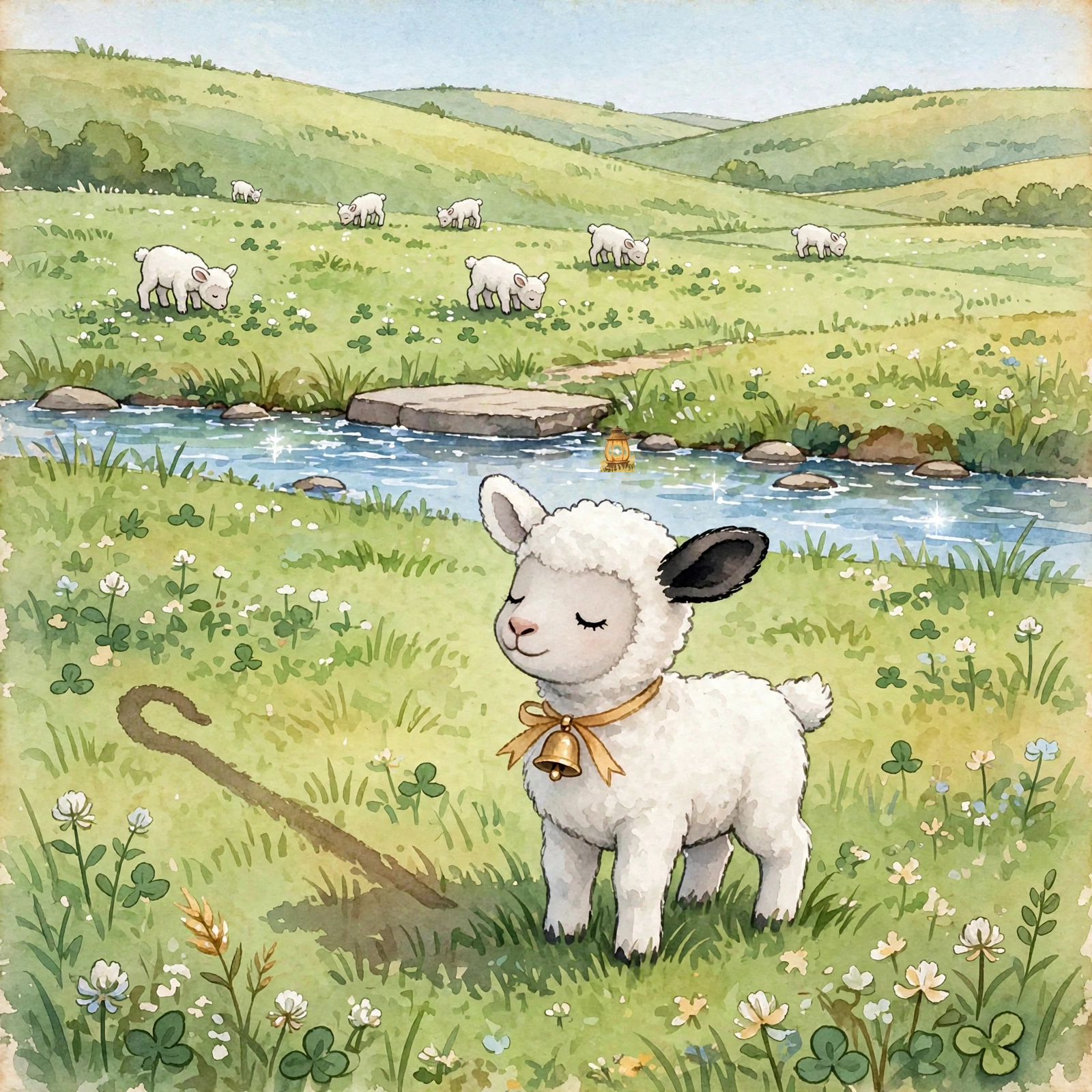 Illustration for Spread 2 of Shep Hears the Shepherd.
