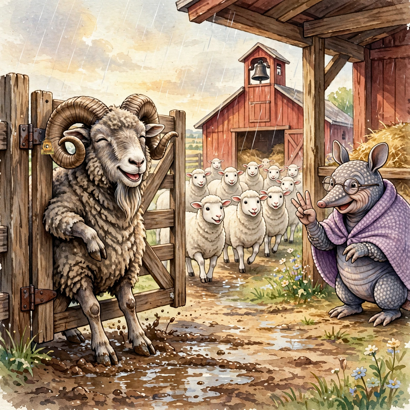 Illustration for Spread 9 of Shep Hears the Shepherd.