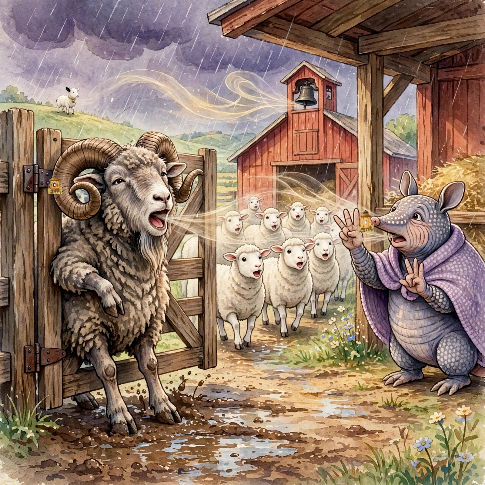 Illustration for Spread 10 of Shep Hears the Shepherd.