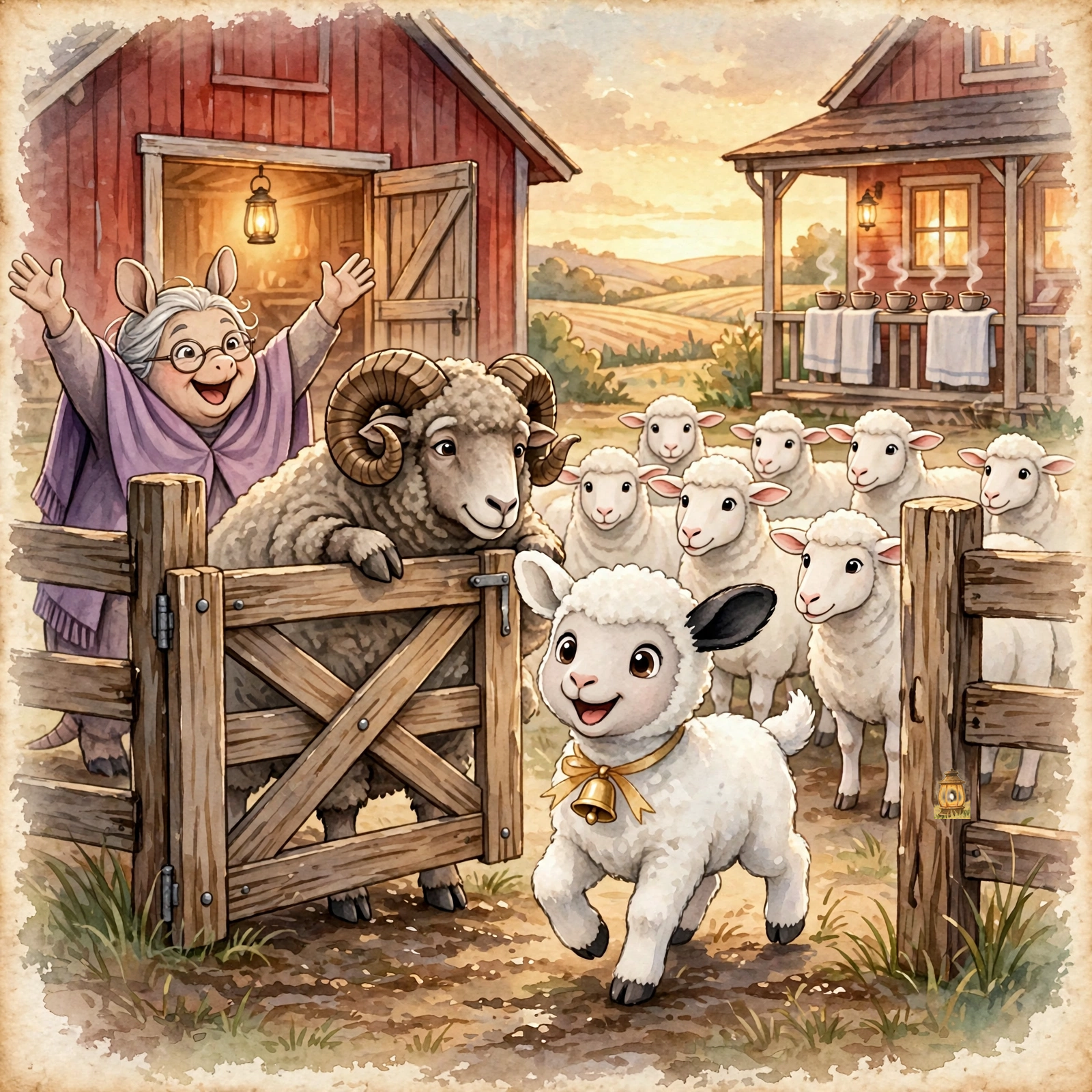 Illustration for Spread 12 of Shep Hears the Shepherd.